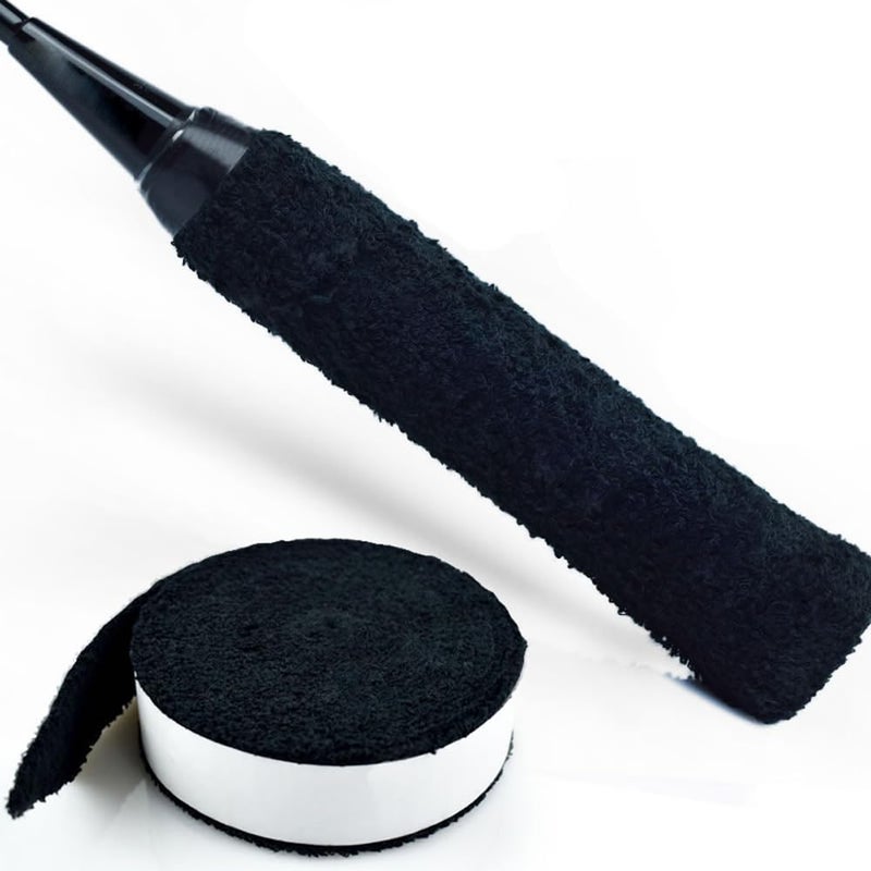ITODA Badminton Tennis Racket Towel Hand Glue,Cotton Anti-Skid Sweat Tape Badminton Racket OverGrip Sweatband Tape Wraps (Black) - Image 2